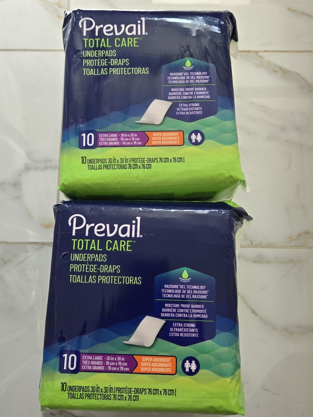 TWO Packs Of 10 - PREVAIL Underpads Disposable (20qty Total)